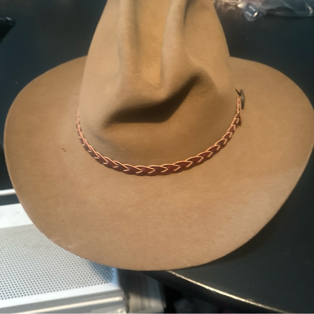 RESISTOL self conforming Classic Western Cowboy Hat with Braided Band - Tan - Picture 4 of 11